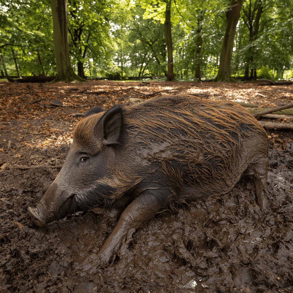 sanglier dans sa bauge