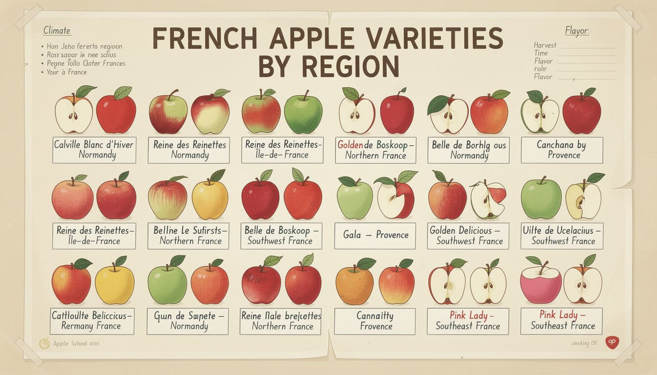 Découvrez notre tableau complet des variétés de pommes avec leurs caractéristiques détaillées et leurs usages culinaires pour choisir la pomme idéale selon vos besoins.