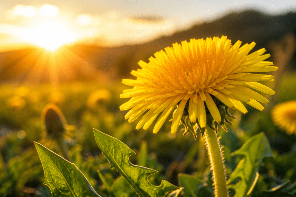 pissenlit jaune lumineux symbolisant énergie solaire