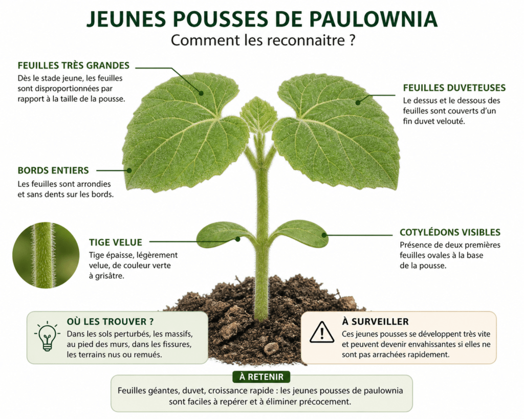 Comment reconnaitre des jeunes pousses de paulownia
