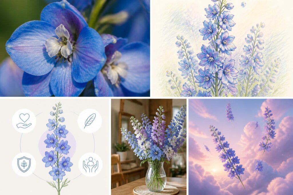découvrez la signification du delphinium, une fleur symbole de joie, de légèreté et de protection, et apprenez comment l'intégrer dans vos arrangements floraux.
