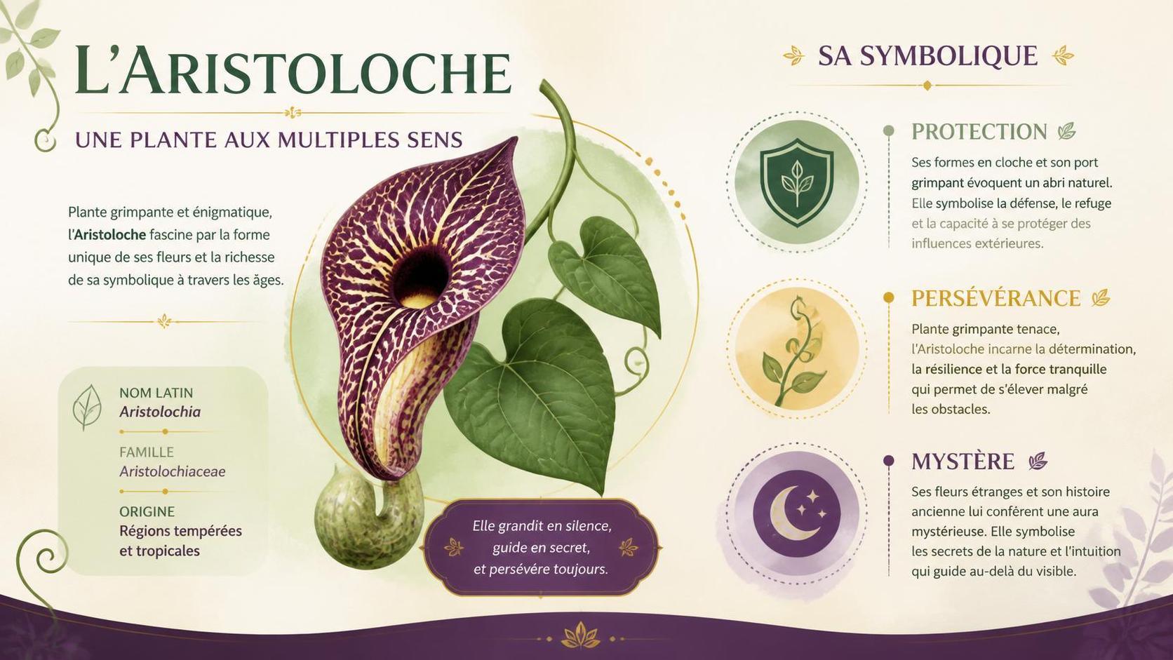 découvrez la symbolique de l’aristoloche, une plante aux significations riches et mystérieuses, utilisée depuis l’antiquité dans diverses cultures.