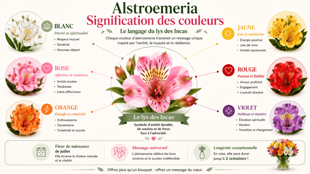 Infographie des couleurs et significations de l’alstroemeria