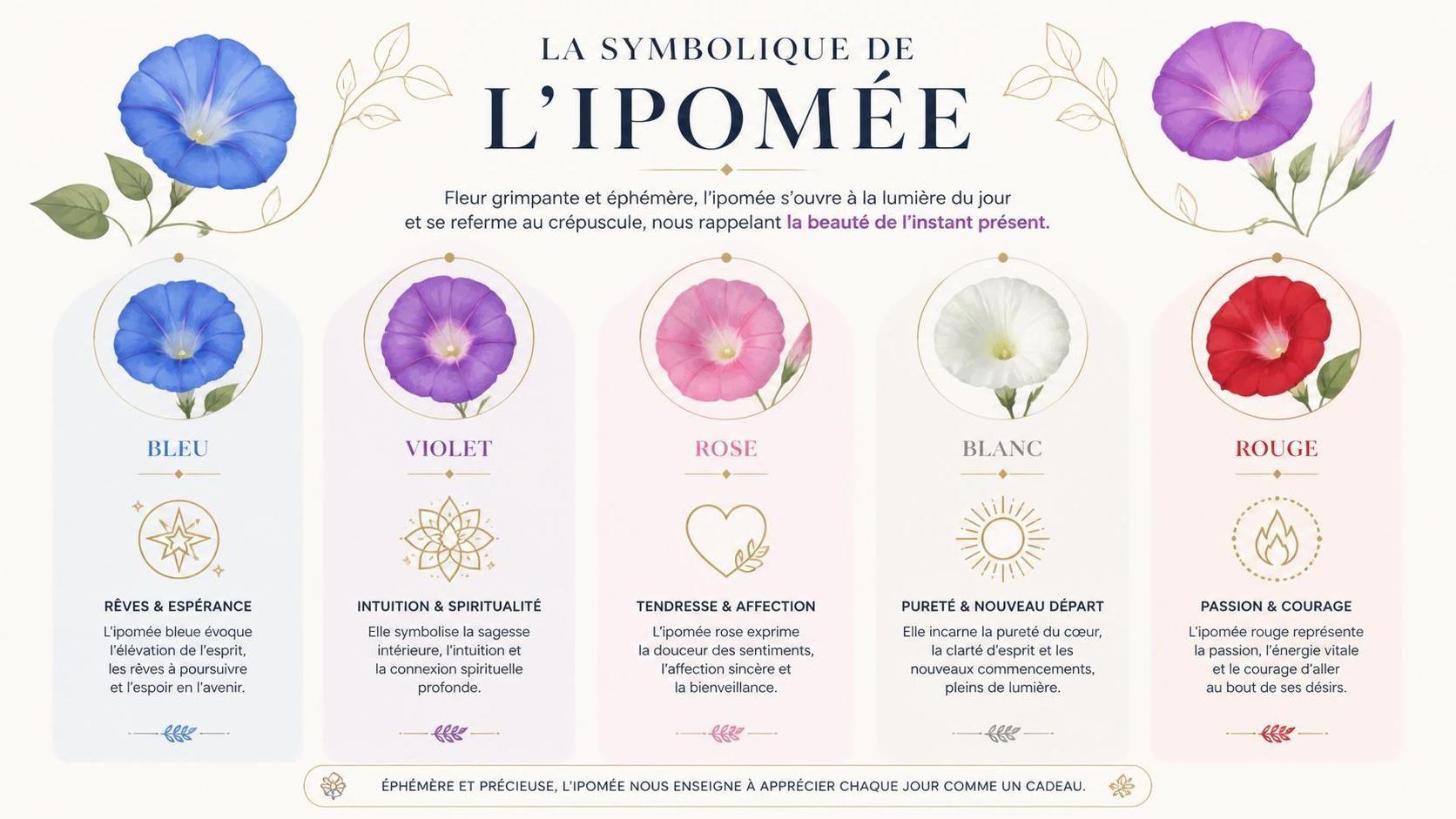 découvrez la signification symbolique de l'ipomée, une fleur aux belles couleurs qui évoque la liberté, la douceur et la sérénité dans différentes cultures.