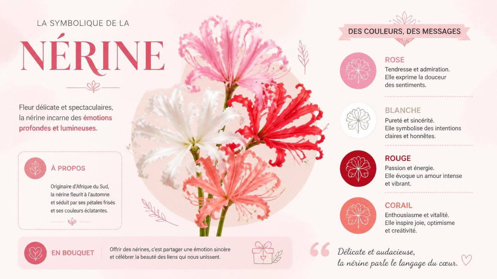 découvrez la signification de la nerine, une fleur aux multiples symboliques et beauté délicate, parfaite pour enrichir vos connaissances botaniques et florales.