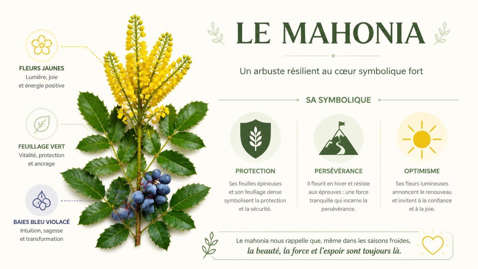 découvrez la signification du mahonia, une plante aux multiples vertus et symboles, ainsi que ses usages en jardinage et médecine traditionnelle.