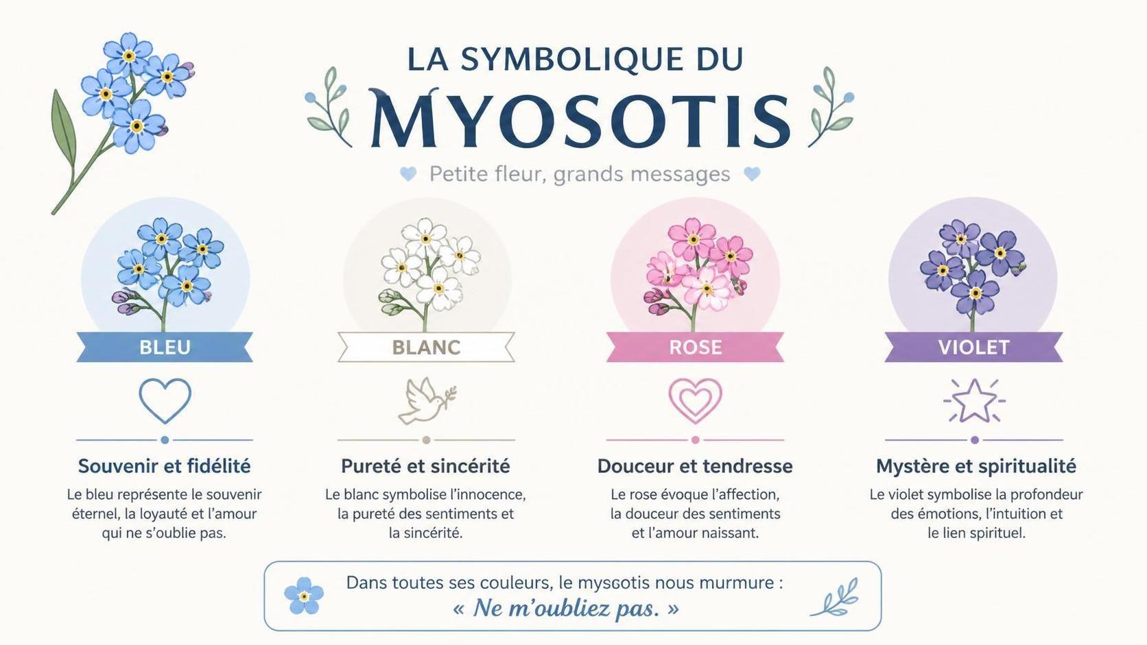 découvrez la signification spirituelle du myosotis, une fleur symbolisant le souvenir, la fidélité et l'amour éternel.