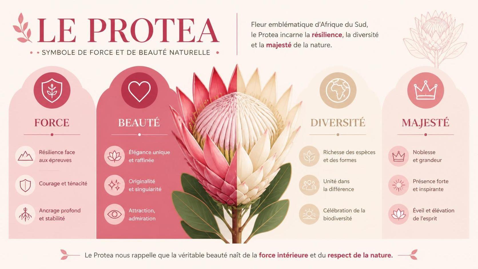 découvrez la symbolique du protea, une fleur riche en significations liées à la transformation, la diversité et le courage.