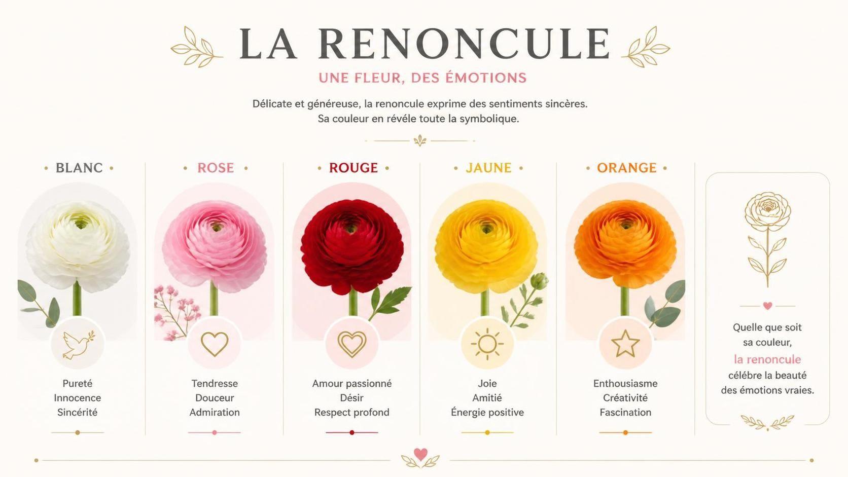 découvrez la signification spirituelle de la renoncule, symbole de confiance et d'énergie positive, et explorez ses messages profonds dans la tradition ésotérique.